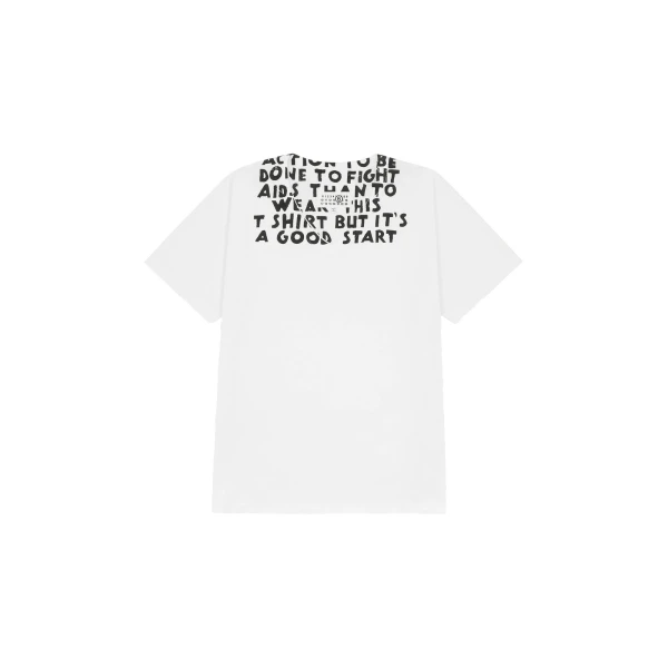 MM6 Maison Margiela V-Neck Sida T-Shirt in White | T-shirts | Coveti