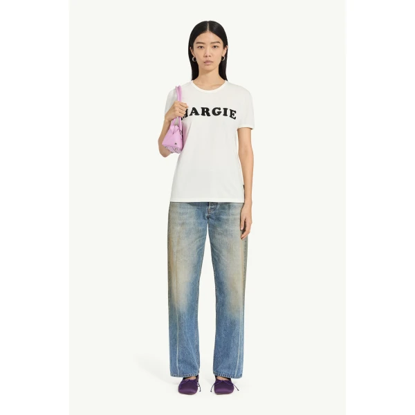 MM6 Maison Margiela Vintage Jersey T-Shirt in White, view 2 | T-shirts | Coveti