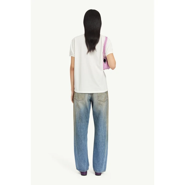 MM6 Maison Margiela Vintage Jersey T-Shirt in White, view 4 | T-shirts | Coveti