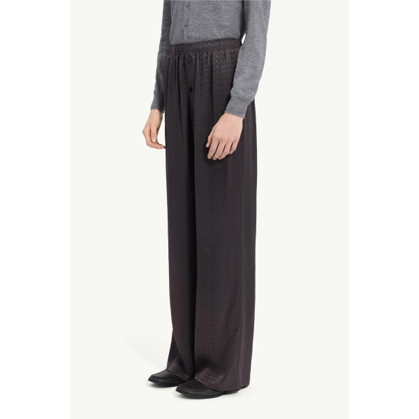 MM6 Maison Margiela Viscose Blend Jacquard Trousers in Black, view 5 | Tailored pants | Coveti
