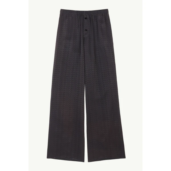 MM6 Maison Margiela Viscose Blend Jacquard Trousers in Black, view 6 | Tailored pants | Coveti