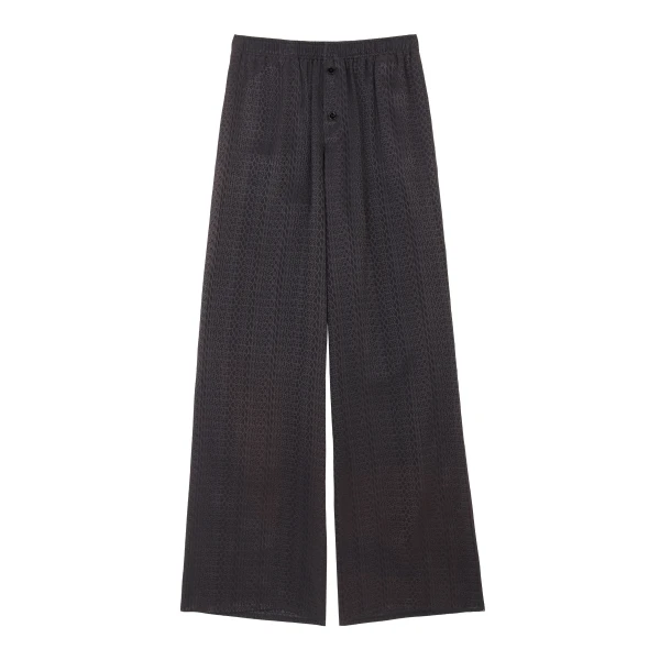 MM6 Maison Margiela Viscose Blend Jacquard Trousers in Black | Tailored pants | Coveti