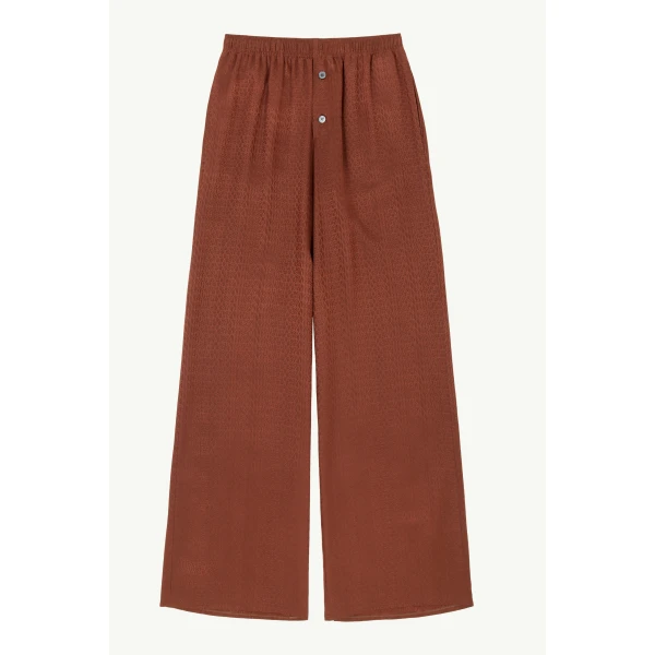 Viscose Blend Jacquard Trousers in Light Brown