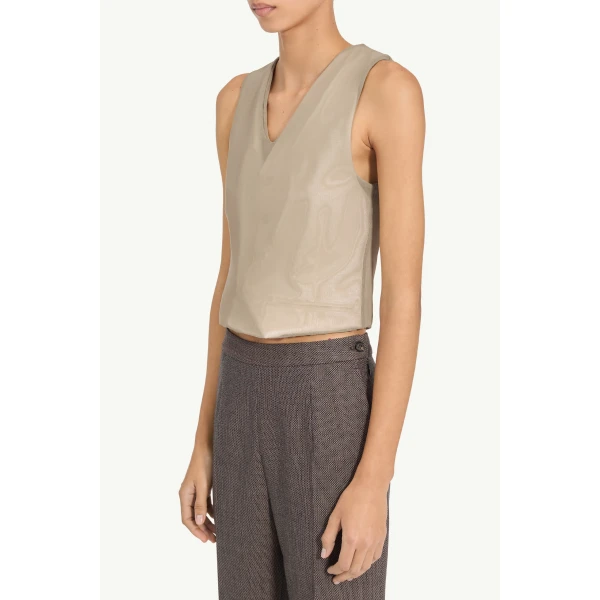 MM6 Maison Margiela Waistcoat in Beige and White, view 5 | Vests | Coveti