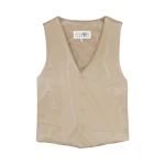 MM6 Maison Margiela Waistcoat in Beige and White | Vests | Coveti
