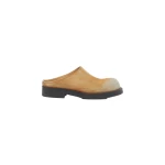 MM6 Maison Margiela Washed Suede Biker Mules in Almond | Mules | Coveti