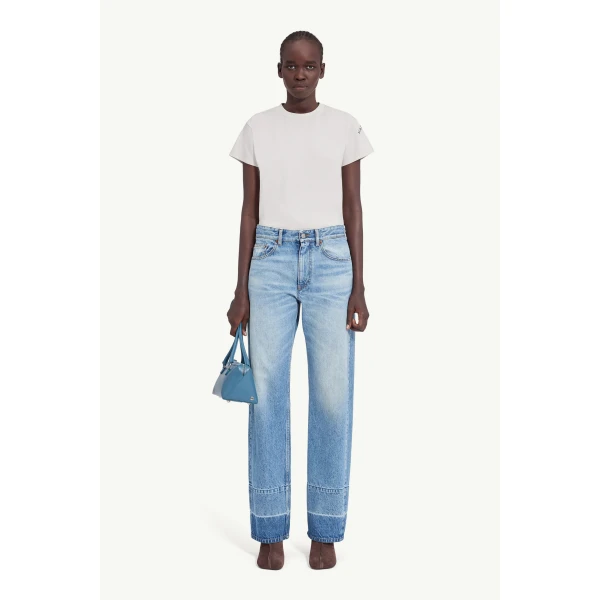 MM6 Maison Margiela White-Yoke Straight-Leg Jeans in Blue, view 2 | Denim | Coveti