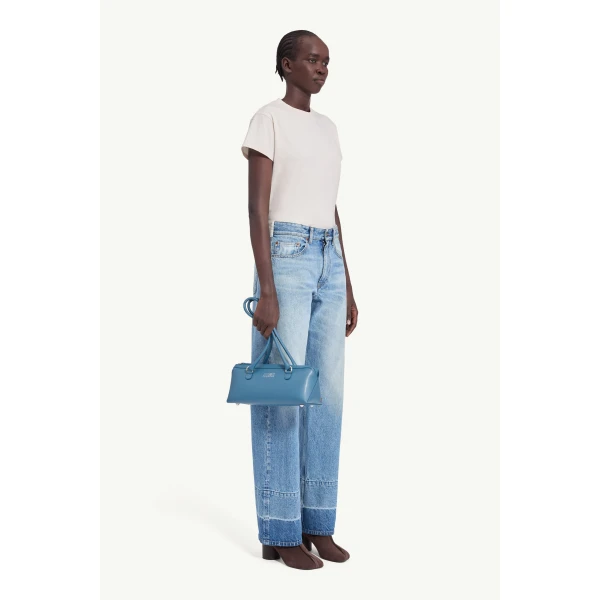 MM6 Maison Margiela White-Yoke Straight-Leg Jeans in Blue, view 3 | Denim | Coveti