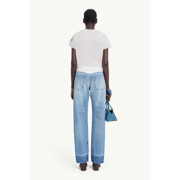 MM6 Maison Margiela White-Yoke Straight-Leg Jeans in Blue, view 4 | Denim | Coveti