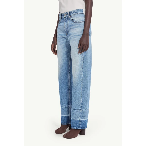MM6 Maison Margiela White-Yoke Straight-Leg Jeans in Blue, view 5 | Denim | Coveti