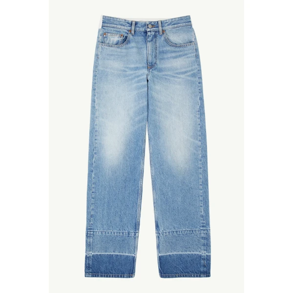 MM6 Maison Margiela White-Yoke Straight-Leg Jeans in Blue, view 6 | Denim | Coveti