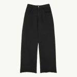 MM6 Maison Margiela Wide-Leg Cotton Trousers in Black | Wide leg pants | Coveti