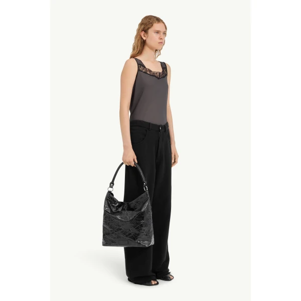 MM6 Maison Margiela Wide-Leg Cotton Trousers in Black, view 3 | Wide leg pants | Coveti