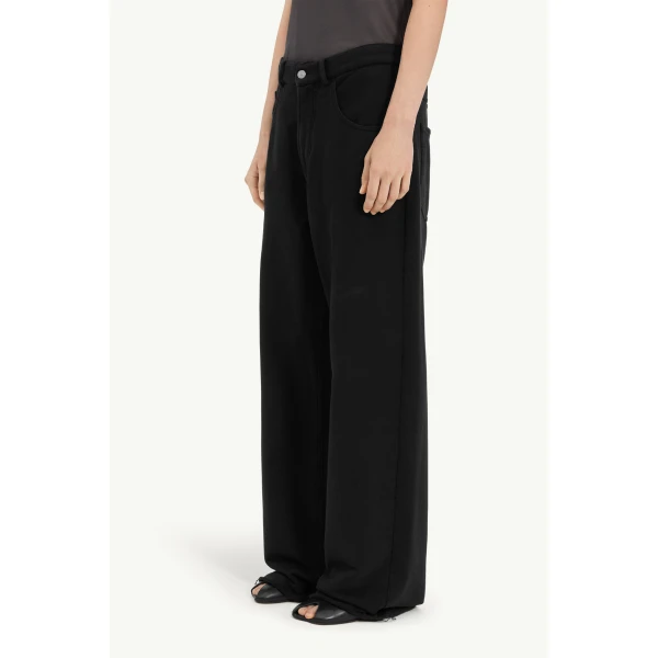 MM6 Maison Margiela Wide-Leg Cotton Trousers in Black, view 5 | Wide leg pants | Coveti