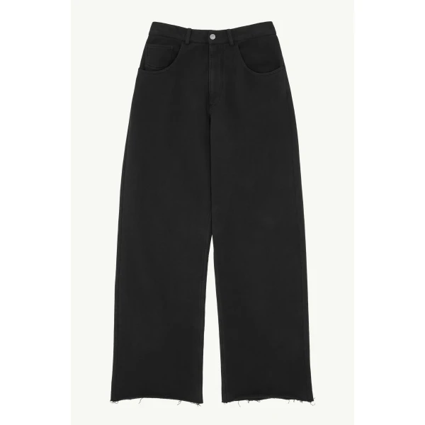 MM6 Maison Margiela Wide-Leg Cotton Trousers in Black, view 6 | Wide leg pants | Coveti