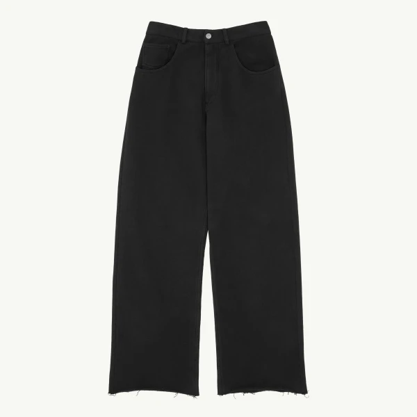 MM6 Maison Margiela Wide-Leg Cotton Trousers in Black | Wide leg pants | Coveti