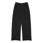MM6 Maison Margiela Wide-Leg Cotton Trousers in Black | Wide leg pants | Coveti