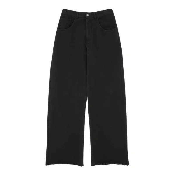 Wide-Leg Cotton Trousers in Black