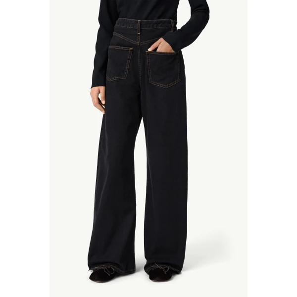 MM6 Maison Margiela Wide-Leg Denim Jeans in Black, view 5 | Denim | Coveti