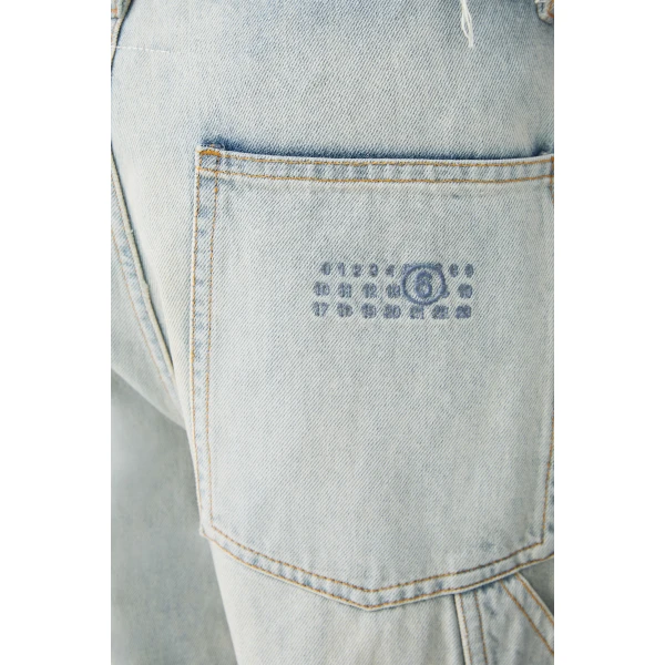 MM6 Maison Margiela Wide-Leg Denim Jeans in Light Blue, view 5 | Denim | Coveti