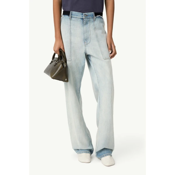 MM6 Maison Margiela Wide-Leg Denim Jeans in Light Blue, view 6 | Denim | Coveti