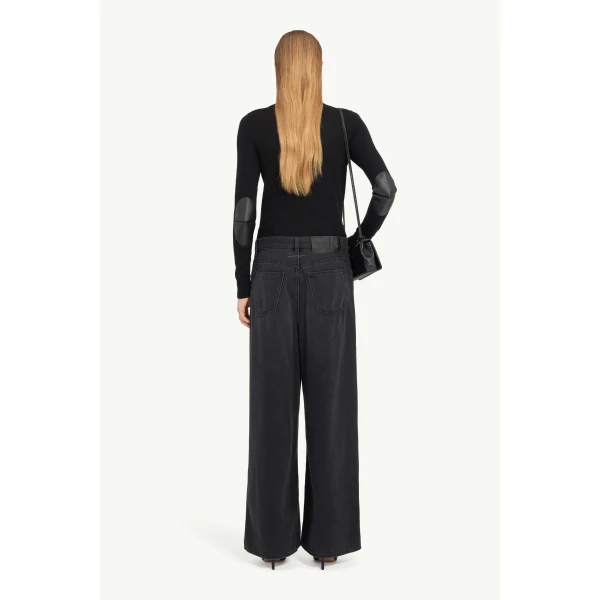 MM6 Maison Margiela Wide-Leg Jeans in Black, view 4 | Denim | Coveti
