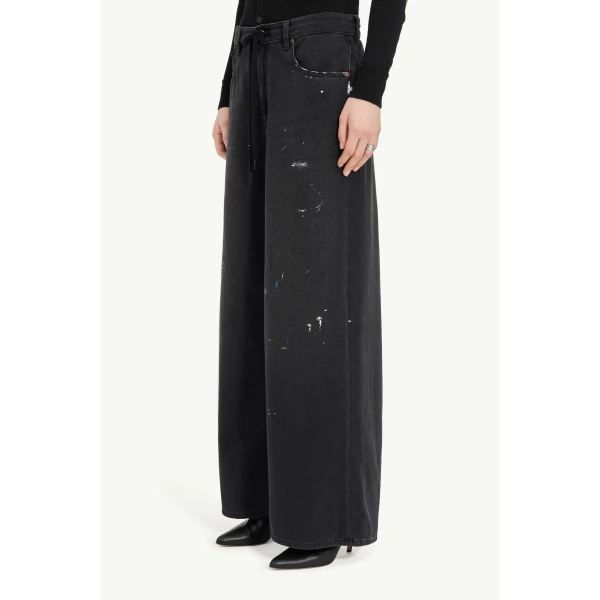 MM6 Maison Margiela Wide-Leg Jeans in Black, view 5 | Denim | Coveti