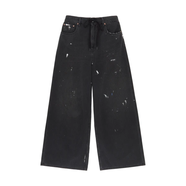MM6 Maison Margiela Wide-Leg Jeans in Black | Denim | Coveti