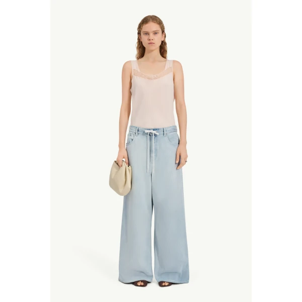 MM6 Maison Margiela Wide-Leg Jeans in Light Blue, view 2 | Denim | Coveti