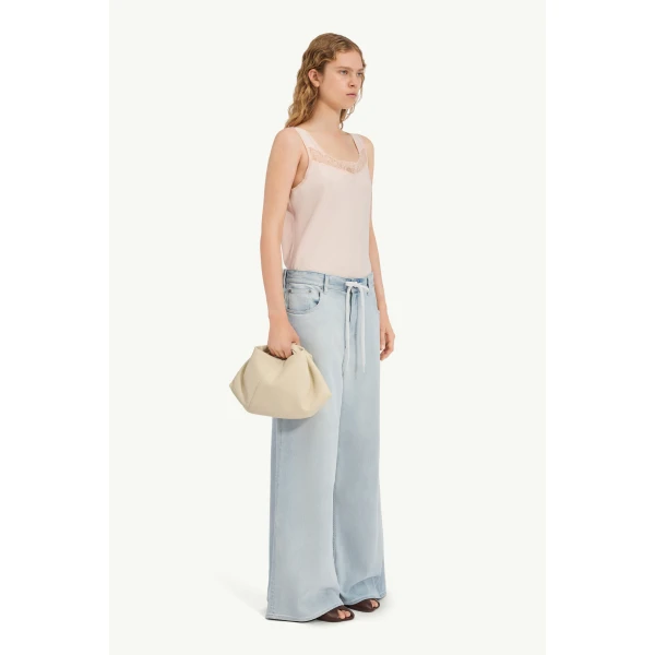 MM6 Maison Margiela Wide-Leg Jeans in Light Blue, view 3 | Denim | Coveti