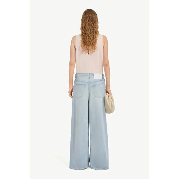 MM6 Maison Margiela Wide-Leg Jeans in Light Blue, view 4 | Denim | Coveti