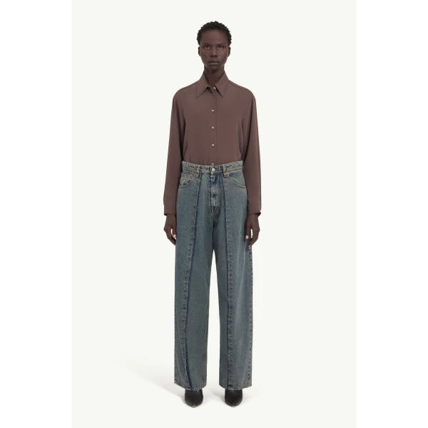MM6 Maison Margiela Wide-Leg Jeans in Light Grey, view 2 | Denim | Coveti