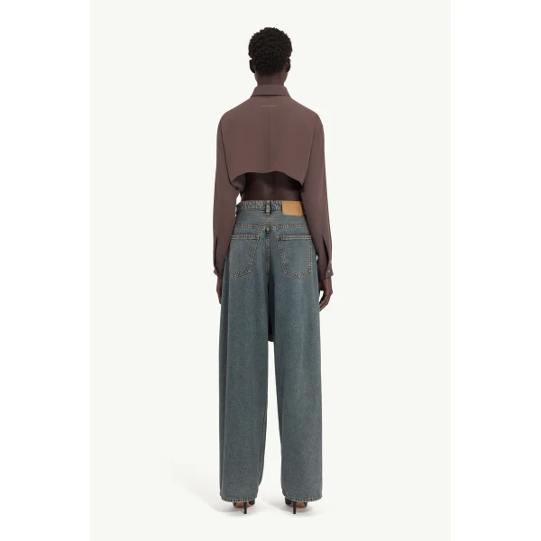 MM6 Maison Margiela Wide-Leg Jeans in Light Grey, view 4 | Denim | Coveti