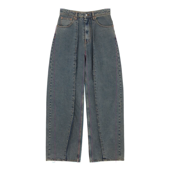 MM6 Maison Margiela Wide-Leg Jeans in Light Grey | Denim | Coveti