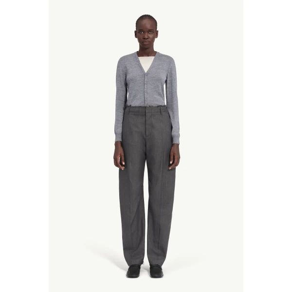 MM6 Maison Margiela Wide-Leg Tailored Trousers in Grey, view 2 | Wide leg pants | Coveti