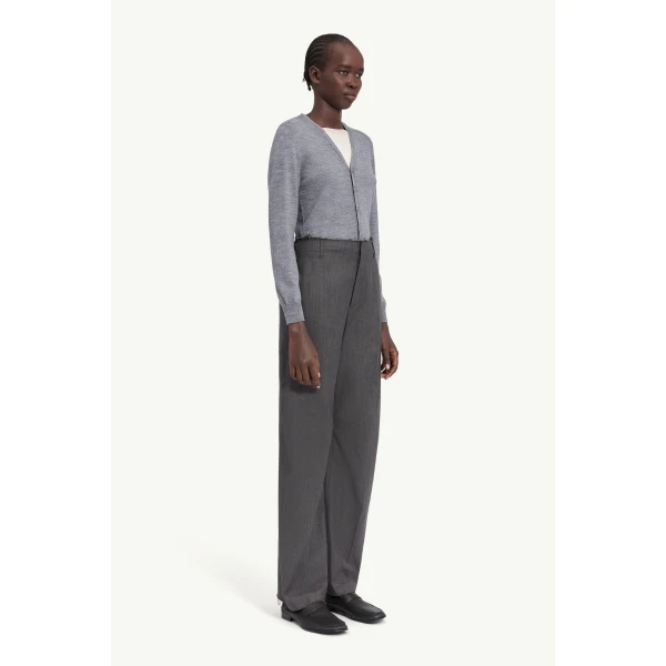 MM6 Maison Margiela Wide-Leg Tailored Trousers in Grey, view 3 | Wide leg pants | Coveti