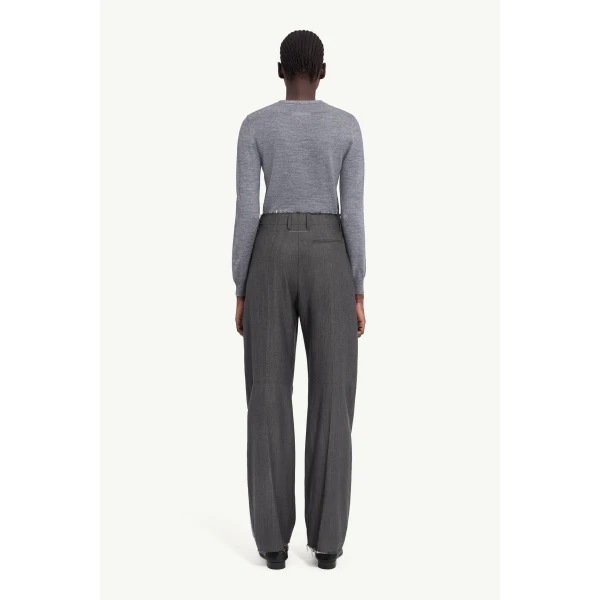 MM6 Maison Margiela Wide-Leg Tailored Trousers in Grey, view 4 | Wide leg pants | Coveti