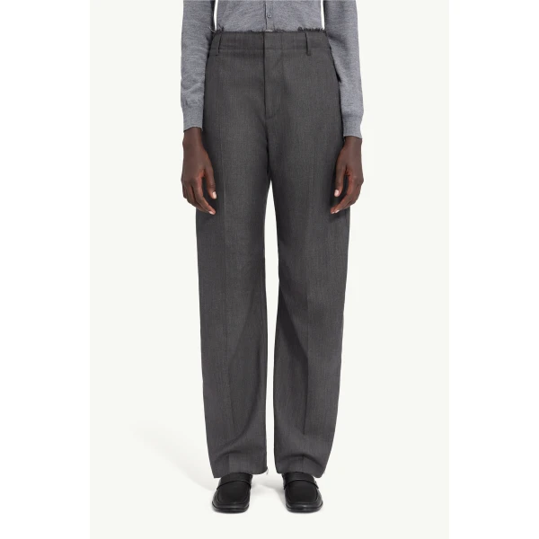 MM6 Maison Margiela Wide-Leg Tailored Trousers in Grey, view 5 | Wide leg pants | Coveti