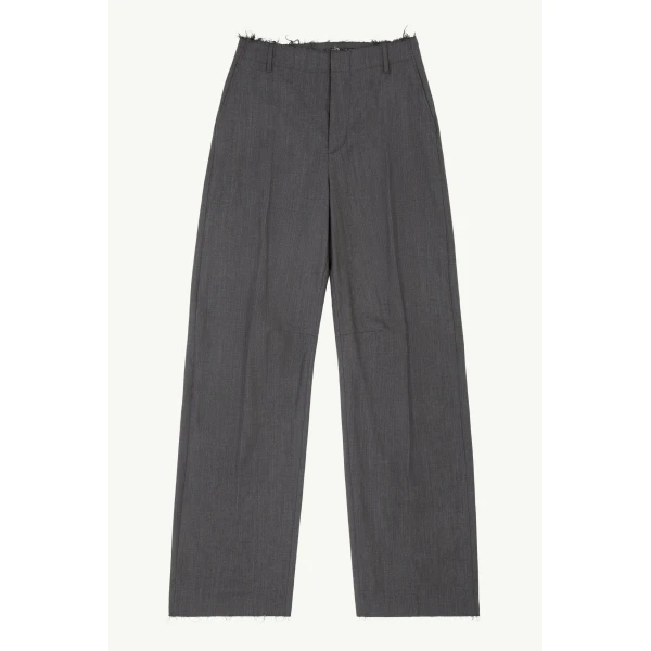 MM6 Maison Margiela Wide-Leg Tailored Trousers in Grey, view 6 | Wide leg pants | Coveti