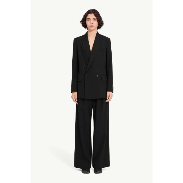 MM6 Maison Margiela Wool Blend Suit Jacket in Black, view 2 | Blazers | Coveti
