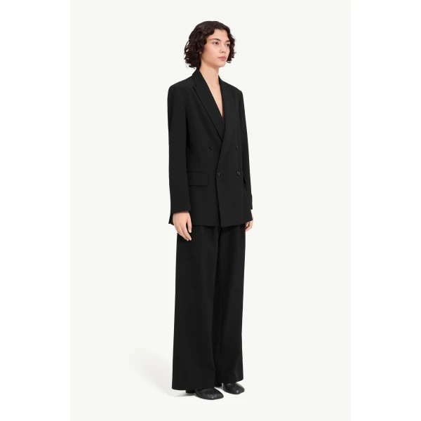 MM6 Maison Margiela Wool Blend Suit Jacket in Black, view 3 | Blazers | Coveti