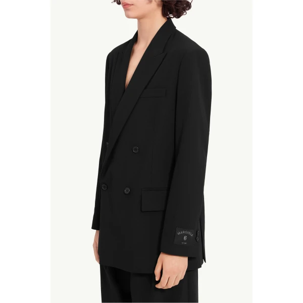 MM6 Maison Margiela Wool Blend Suit Jacket in Black, view 5 | Blazers | Coveti