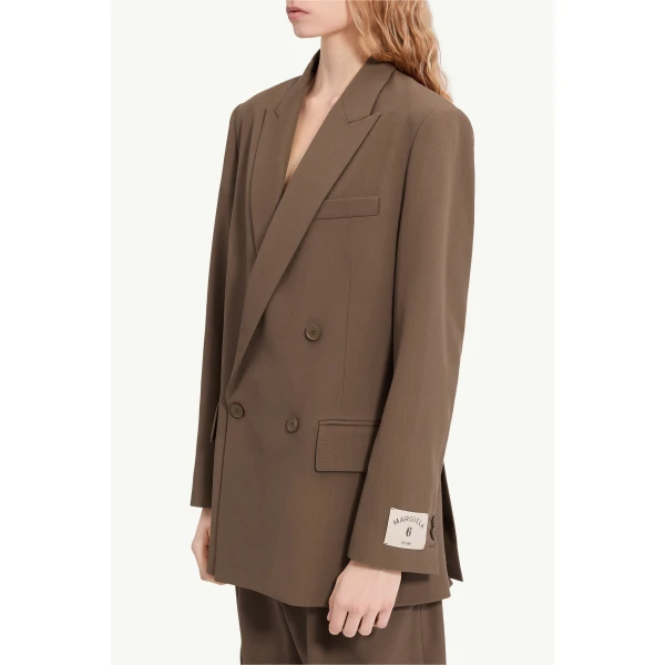 MM6 Maison Margiela Wool Blend Suit Jacket in Grey, view 5 | Blazers | Coveti