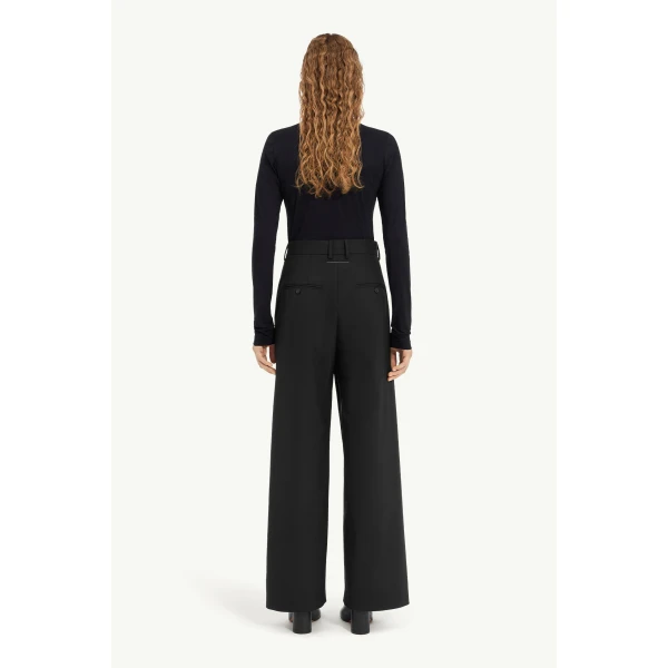 MM6 Maison Margiela Wool-Blend Trousers in Black, view 4 | Tailored pants | Coveti