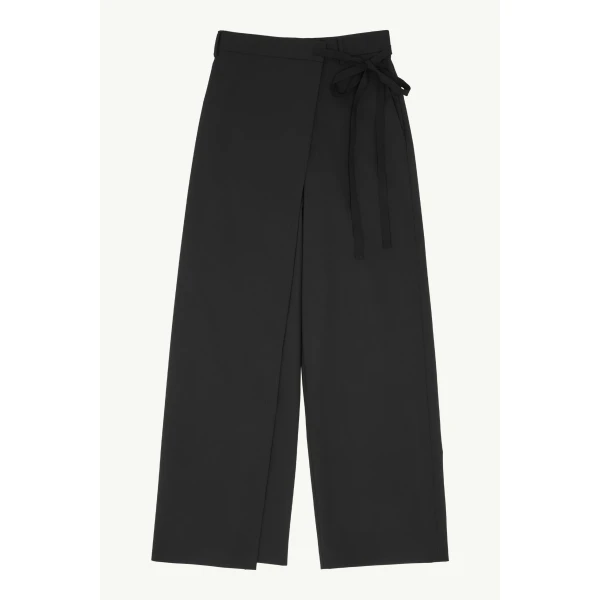MM6 Maison Margiela Wool-Blend Trousers in Black, view 6 | Tailored pants | Coveti