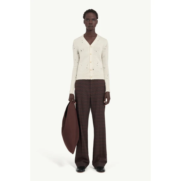 MM6 Maison Margiela Wool Cardigan in White, view 2 | Cardigan | Coveti