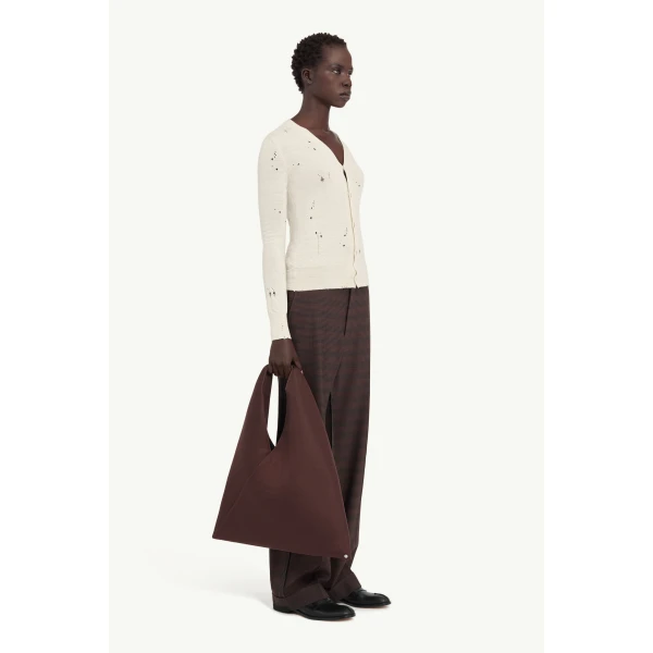 MM6 Maison Margiela Wool Cardigan in White, view 3 | Cardigan | Coveti