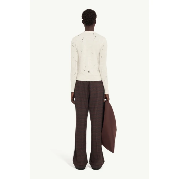 MM6 Maison Margiela Wool Cardigan in White, view 4 | Cardigan | Coveti