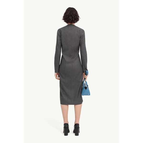 MM6 Maison Margiela Wool Cotton Tailoring Dress in Grey, view 4 | Midi Dresses | Coveti