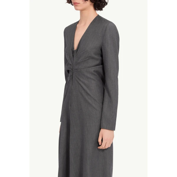 MM6 Maison Margiela Wool Cotton Tailoring Dress in Grey, view 5 | Midi Dresses | Coveti